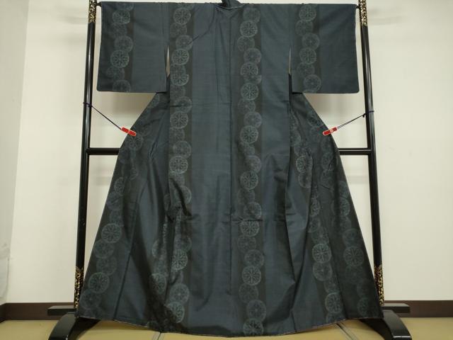平和屋着物●本場大島紬　源氏車間道　証紙付き　正絹　逸品　DAAU0784tw
