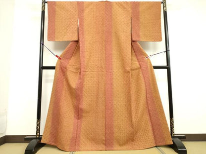 平和屋着物●本場真綿結城紬 蜘蛛絞り 間道 証紙付き 正絹 逸品 未使用 DAAU0786tw