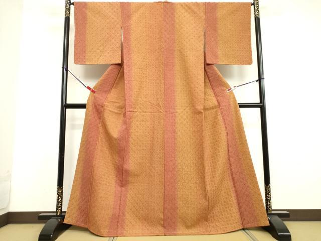 平和屋着物●本場真綿結城紬 蜘蛛絞り 間道 証紙付き 正絹 逸品 未使用 DAAU0786tw