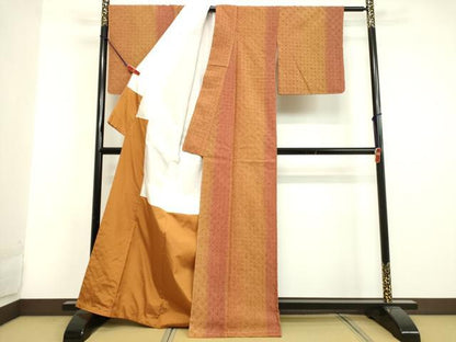 平和屋着物●本場真綿結城紬 蜘蛛絞り 間道 証紙付き 正絹 逸品 未使用 DAAU0786tw