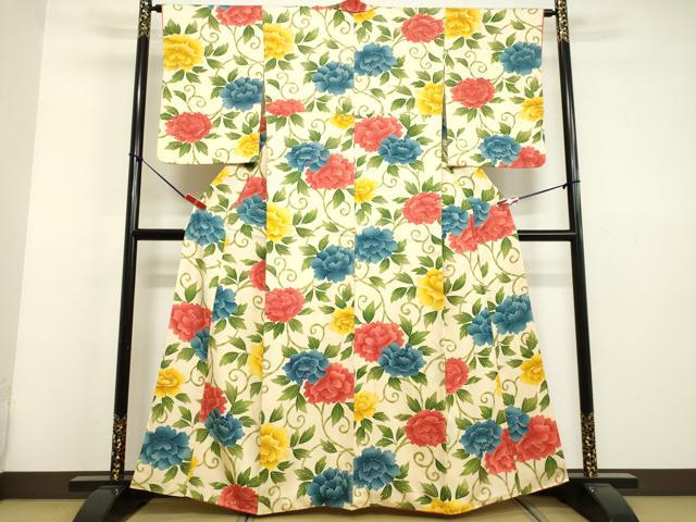 平和屋着物●上質な小紋　花唐草文　正絹　逸品　DAAU0804tw