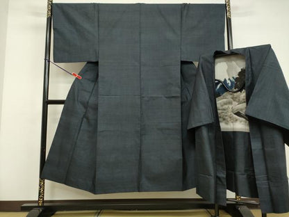 平和屋着物●男性 本場大島紬 アンサンブル 80亀甲 総詰め 正絹 逸品 DAAU0810tw
