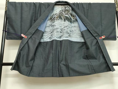 平和屋着物●男性　紬　アンサンブル　100亀甲　総詰め　キングサイズ　正絹　逸品　DAAU0816tw