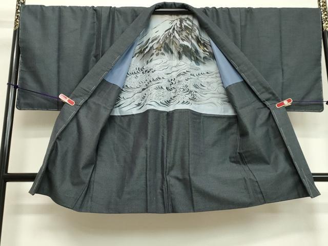 平和屋着物●男性　紬　アンサンブル　100亀甲　総詰め　キングサイズ　正絹　逸品　DAAU0816tw