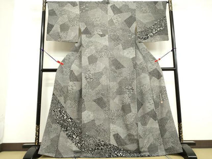 平和屋着物●伝統工芸師 服部光擴 訪問着 寄せ小紋柄 正絹 逸品 DAAU0817tw