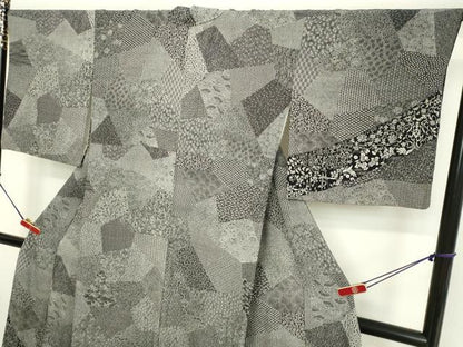 平和屋着物●伝統工芸師 服部光擴 訪問着 寄せ小紋柄 正絹 逸品 DAAU0817tw