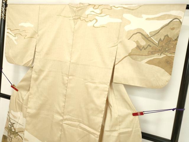 平和屋着物●訪問着 紬地 ろうけつ染め 抽象文様 正絹 逸品 DAAU0832tw