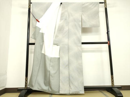 平和屋着物●上質なお召 幾何学文様 正絹 逸品 DAAU0848tw