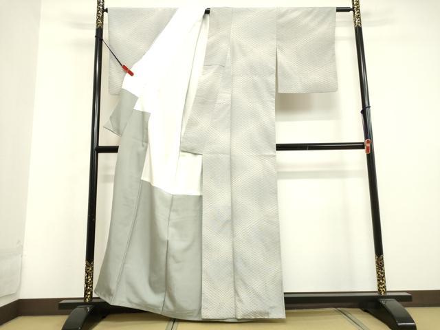 平和屋着物●上質なお召 幾何学文様 正絹 逸品 DAAU0848tw
