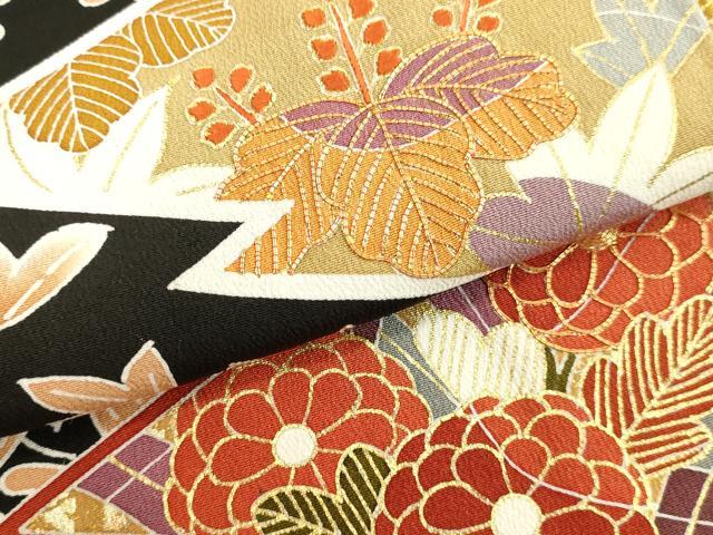 平和屋着物●創業460年・千總　黒留袖　駒刺繍　草花文　金彩　正絹　逸品　DAAU0849tｗ