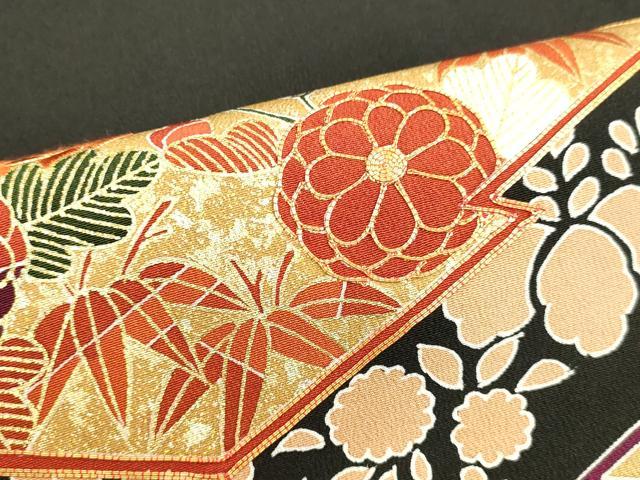 平和屋着物●創業460年・千總　黒留袖　駒刺繍　草花文　金彩　正絹　逸品　DAAU0849tｗ