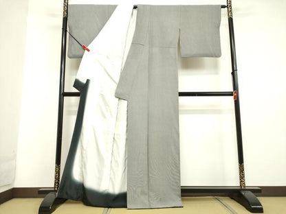 平和屋着物●江戸小紋 万筋 白花色×黒色 正絹 逸品 DAAU0854tw