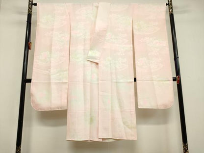 平和屋着物●豪華振袖・長襦袢セット（袷）　型染め　紅型　雲取り花鳥笹竹文　正絹　逸品　DAAU0856tw