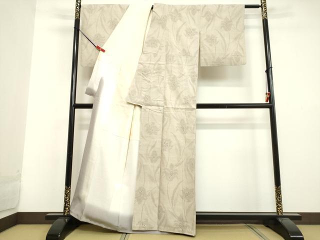 平和屋着物●本場結城紬 重要無形文化財 120亀甲 更紗花文 正絹 逸品 DAAU0857tw