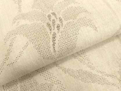 平和屋着物●本場結城紬 重要無形文化財 120亀甲 更紗花文 正絹 逸品 DAAU0857tw