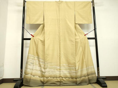 平和屋着物●色留訪問着 紬地 雲文 金糸 正絹 逸品 DAAU0863tw