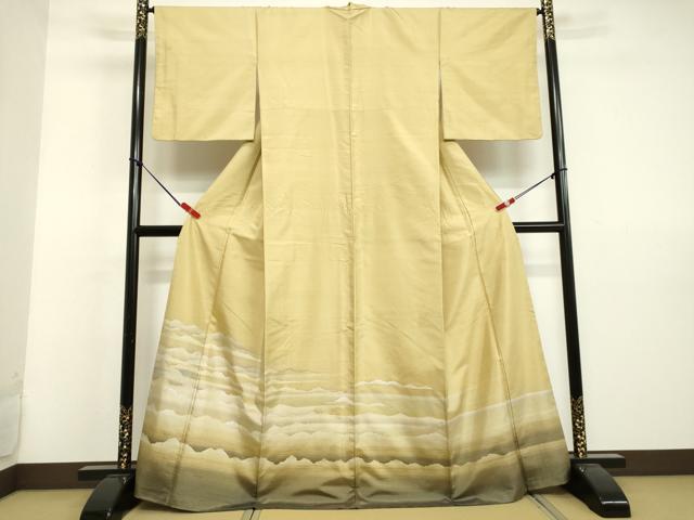 平和屋着物●色留訪問着 紬地 雲文 金糸 正絹 逸品 DAAU0863tw