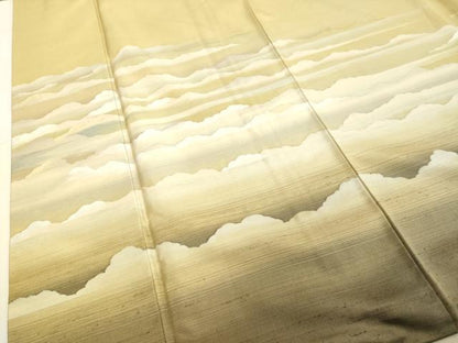 平和屋着物●色留訪問着 紬地 雲文 金糸 正絹 逸品 DAAU0863tw