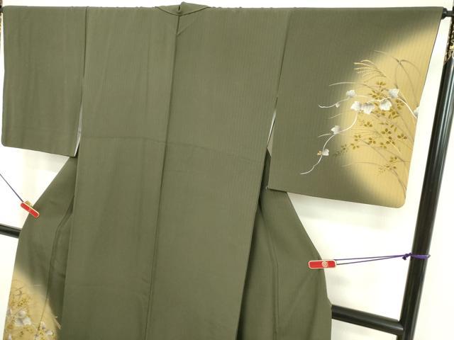 平和屋着物●訪問着　駒刺繍　葡萄蔦の葉文　暈し染め　金彩　ゆう苑扱い　正絹　逸品　DAAU0867tw