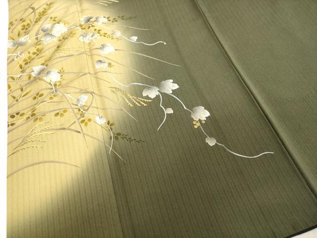 平和屋着物●訪問着　駒刺繍　葡萄蔦の葉文　暈し染め　金彩　ゆう苑扱い　正絹　逸品　DAAU0867tw