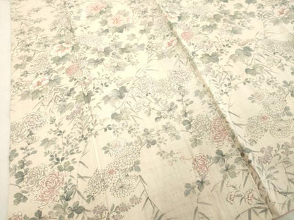 平和屋着物●訪問着 紬地 手描き 草花文 金彩 正絹 逸品 DAAU0880tw