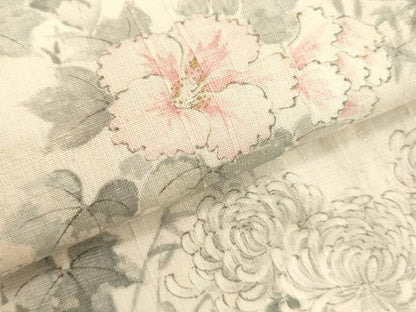 平和屋着物●訪問着 紬地 手描き 草花文 金彩 正絹 逸品 DAAU0880tw