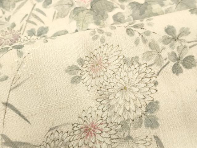 平和屋着物●訪問着 紬地 手描き 草花文 金彩 正絹 逸品 DAAU0880tw