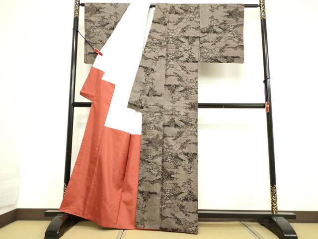 平和屋着物●本場大島紬 7マルキ 雲取り風景文 正絹 逸品 DAAU0890tw