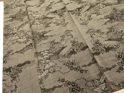 平和屋着物●本場大島紬 7マルキ 雲取り風景文 正絹 逸品 DAAU0890tw