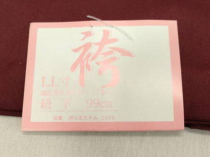平和屋着物●女性 行灯袴 総刺繍 草花文 バーガンディー色 金銀糸 卒業式 洗える着物 未使用 DAAU0897tw