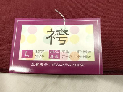 平和屋着物●女性 行灯袴 総刺繍 草花文 バーガンディー色 金銀糸 卒業式 洗える着物 未使用 DAAU0990tw