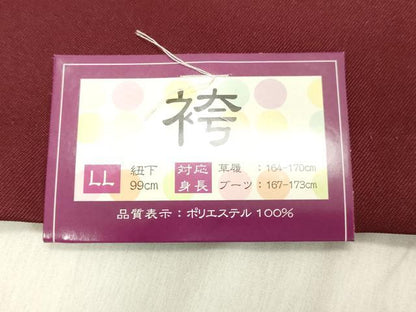 平和屋着物●女性 行灯袴 総刺繍 草花文 バーガンディー色 金銀糸 卒業式 洗える着物 未使用 DAAU0902tw