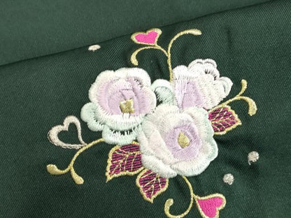 平和屋着物●女性　行灯袴　総刺繍　草花文　虫襖色　金銀糸　卒業式　洗える着物　未使用　DAAV1013tw