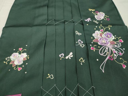 平和屋着物●女性　行灯袴　総刺繍　草花文　虫襖色　金銀糸　卒業式　洗える着物　未使用　DAAV1018tw