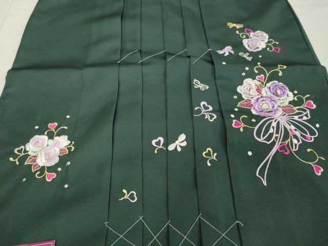 平和屋着物●女性　行灯袴　総刺繍　草花文　虫襖色　金銀糸　卒業式　洗える着物　未使用　DAAV1018tw