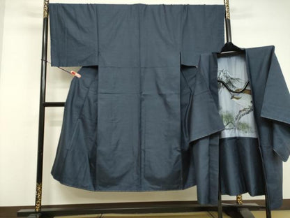 平和屋着物●男性 紬 アンサンブル 80亀甲 正絹 逸品 未使用 DAAU0929tw