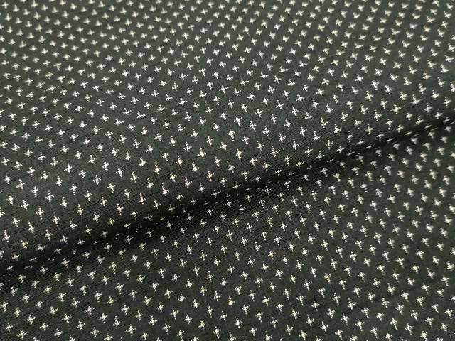 平和屋着物●男性 紬 アンサンブル 十字絣 黒地 正絹 逸品 DAAU0930tw