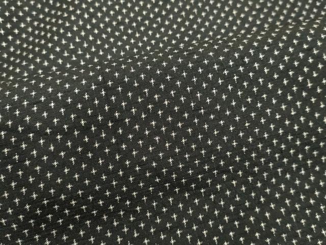 平和屋着物●男性 紬 アンサンブル 十字絣 黒地 正絹 逸品 DAAU0930tw