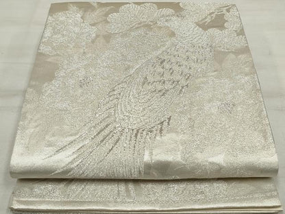 平和屋着物◎六通柄袋帯　鳳凰花文　銀糸　正絹　逸品　DAAU1028qa