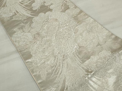 平和屋着物◎六通柄袋帯　鳳凰花文　銀糸　正絹　逸品　DAAU1028qa
