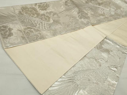 平和屋着物◎六通柄袋帯　鳳凰花文　銀糸　正絹　逸品　DAAU1028qa