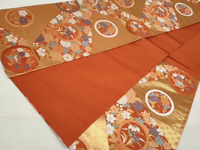平和屋着物◎六通柄袋帯 唐織 花丸文 金糸 正絹 逸品 DAAU1051qa