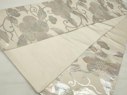 平和屋着物◎六通柄袋帯　花唐草文　銀糸　正絹　逸品　DAAU1081qa