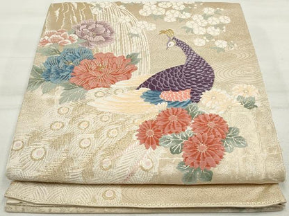 平和屋着物◎六通柄袋帯 唐織 鳳凰花文 金糸 正絹 逸品 DAAU1086qa