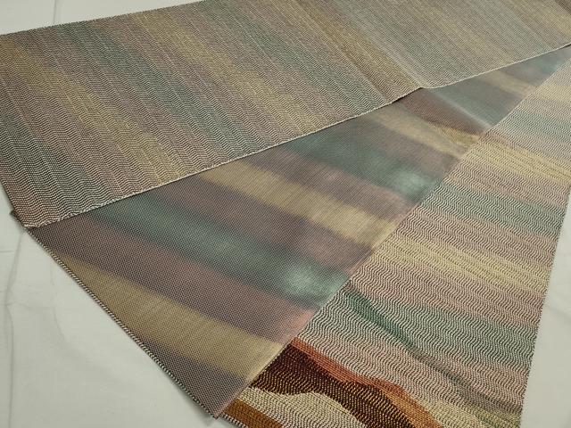 平和屋着物◎太鼓柄袋帯 幾何学文様 金糸 正絹 逸品 DAAU1249qa