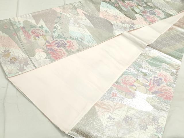 平和屋着物◎六通柄袋帯 本佐賀錦 流水鴛鴦花文 金銀糸 正絹 逸品 DAAU1320qa