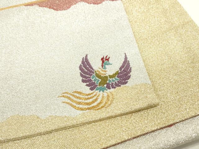 平和屋着物◎西陣 あづみ野謹製 六通柄袋帯 よろけ縞 ワンポイント 金銀糸 正絹 逸品 DAAU1327qa