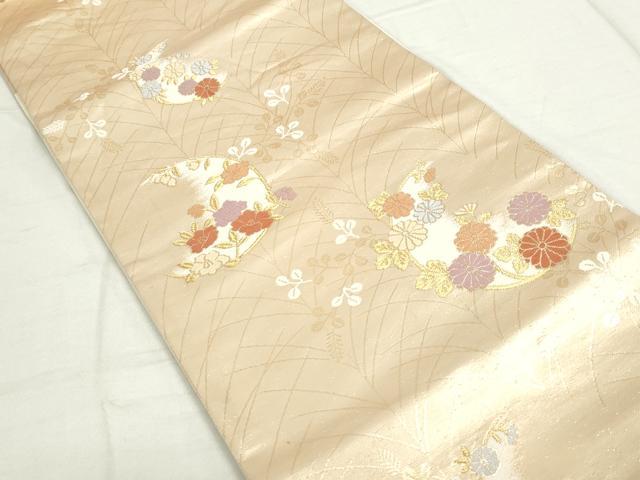 平和屋着物◎六通柄袋帯 唐織 草花文 金糸 正絹 逸品 DAAU1328qa