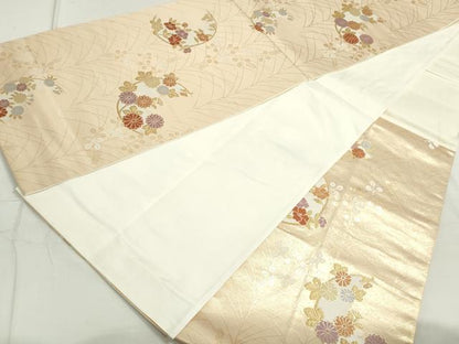 平和屋着物◎六通柄袋帯 唐織 草花文 金糸 正絹 逸品 DAAU1328qa