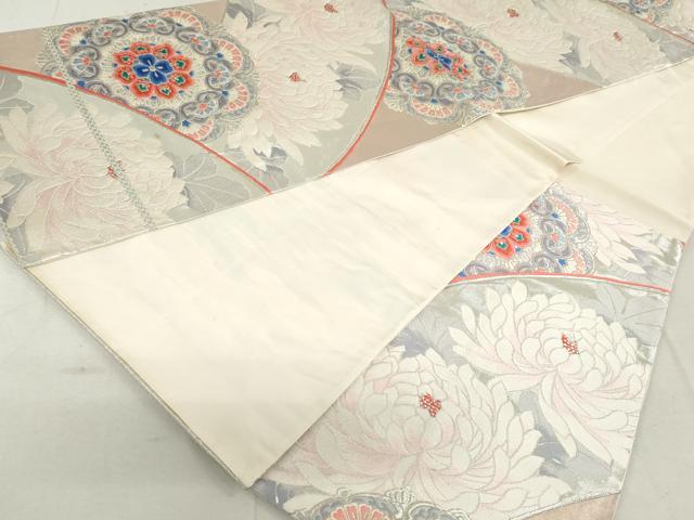 平和屋着物◎六通柄袋帯 唐織 正倉院花文 乱菊 銀糸 正絹 逸品 DAAU1358qa